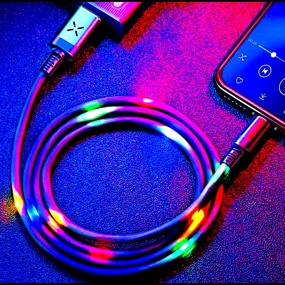 Light up Illuminated iPhone compatible Charge LED Voice 8 pin Charge Cord